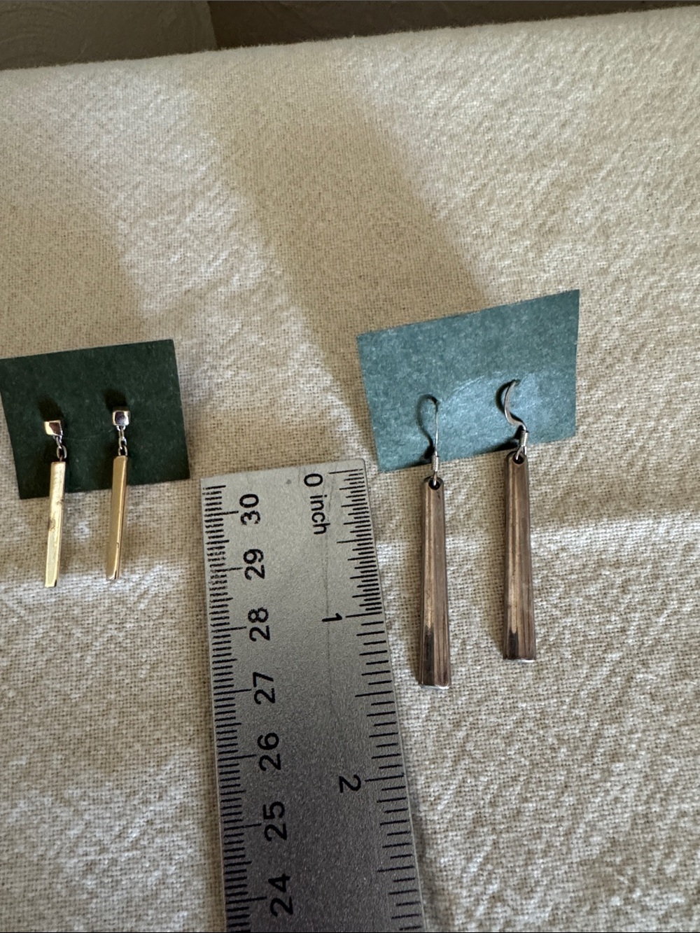 Simple Bar Drop Earrings - Silver tone
